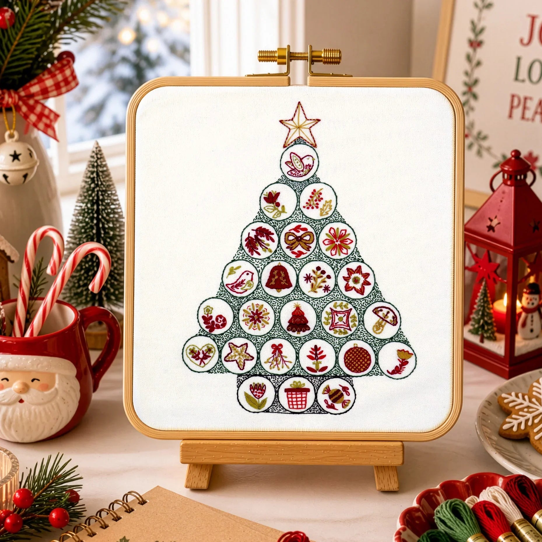 This is the fantastic Advent Calendar design we stitched for Christmas 2022 and it is now available as a full pattern so everyone can stitch a beauitful tree filled with folk decorations.

This design is suitable for beginners as well as the more advanced stitcher to create a fun stitched piece to make your home look special during the Christmas period.