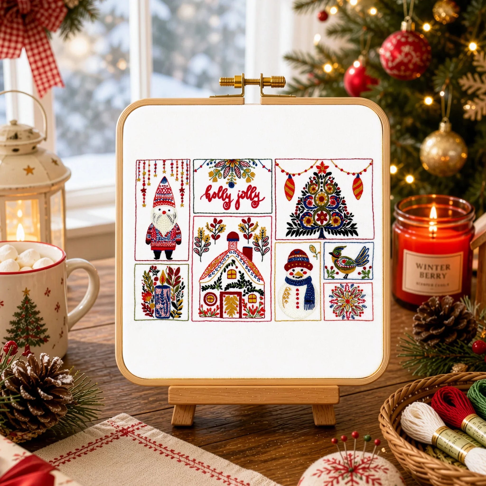 Christmas Folk is a joy to stitch with all the wonderful and delightful patterns used to create the traditional Christmas designs.