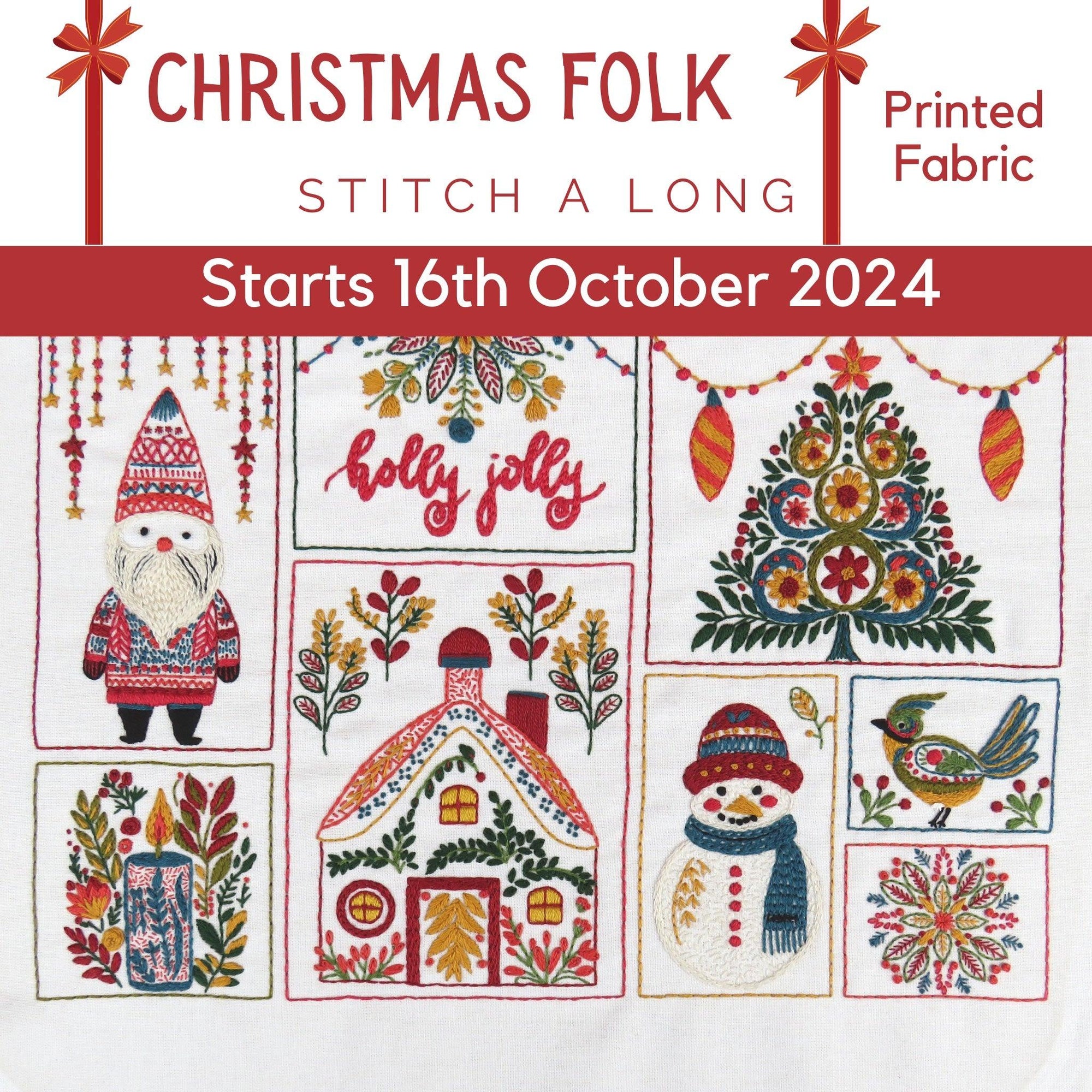 Christmas Folk SAL Printed Fabric Panel