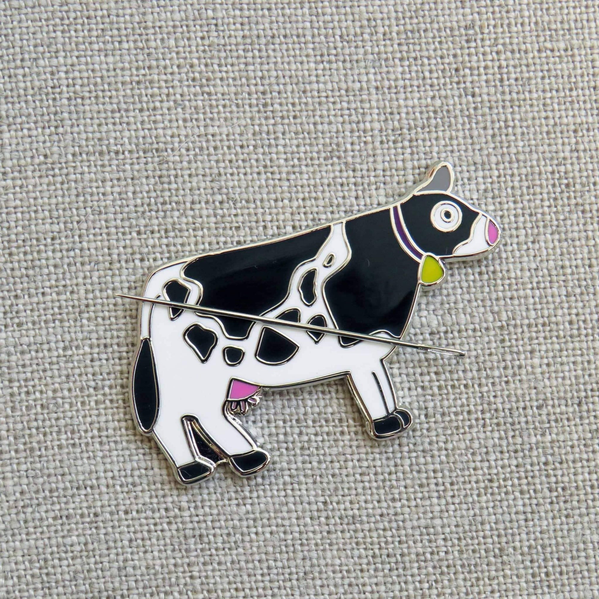Beautiful Hard Enamel Needle Minder: Beautiful Cow , Embroidery Supplies , StitchDoodles , embroidery hoop kit, Embroidery Kit, embroidery kit for adults, embroidery kit fro beginners, modern embroidery kits, needleminder , StitchDoodles , shop.stitchdoodles.com