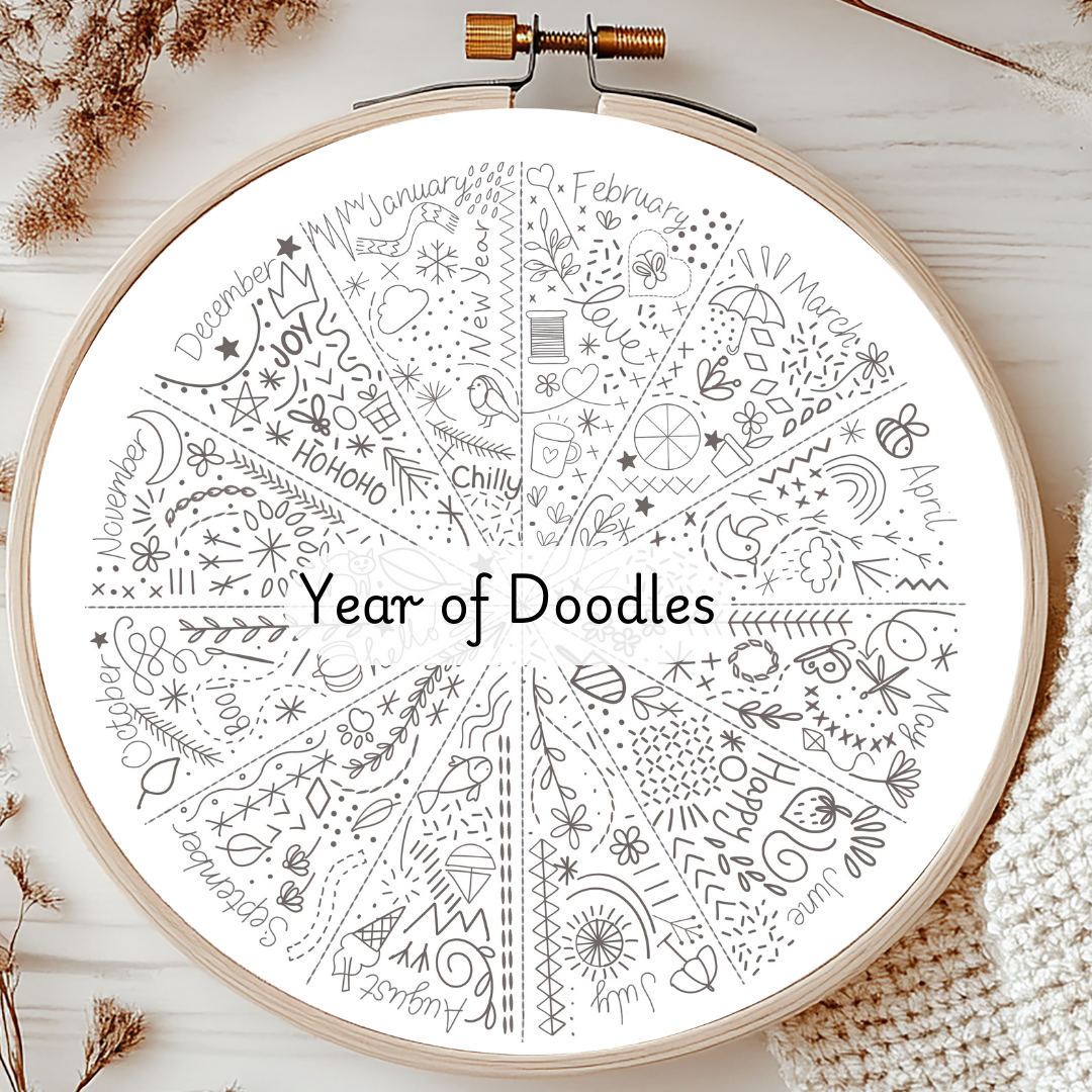 Year of Doodles Hand Embroidery PDF Template