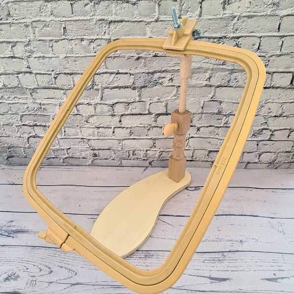Elbesee Birch Base Embroidery Seat Stand, high quality beech/birch wood base with polished wood attachments, hand embroidery hoop frame , , StitchDoodles , , StitchDoodles , shop.stitchdoodles.com