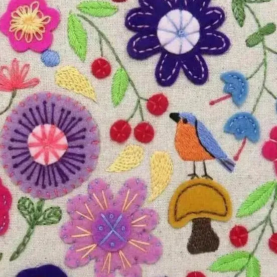 Enchanted Garden, Pre Printed Fabric Panel PLUS PDF Pattern , Pre Printed Fabric Pattern , StitchDoodles , embroidery hoop kit, embroidery kits for adults, embroidery kits for beginners, flower embroidery, hand embroidery, hand embroidery fabric, modern embroidery kits, unique embroidery kits , StitchDoodles , shop.stitchdoodles.com