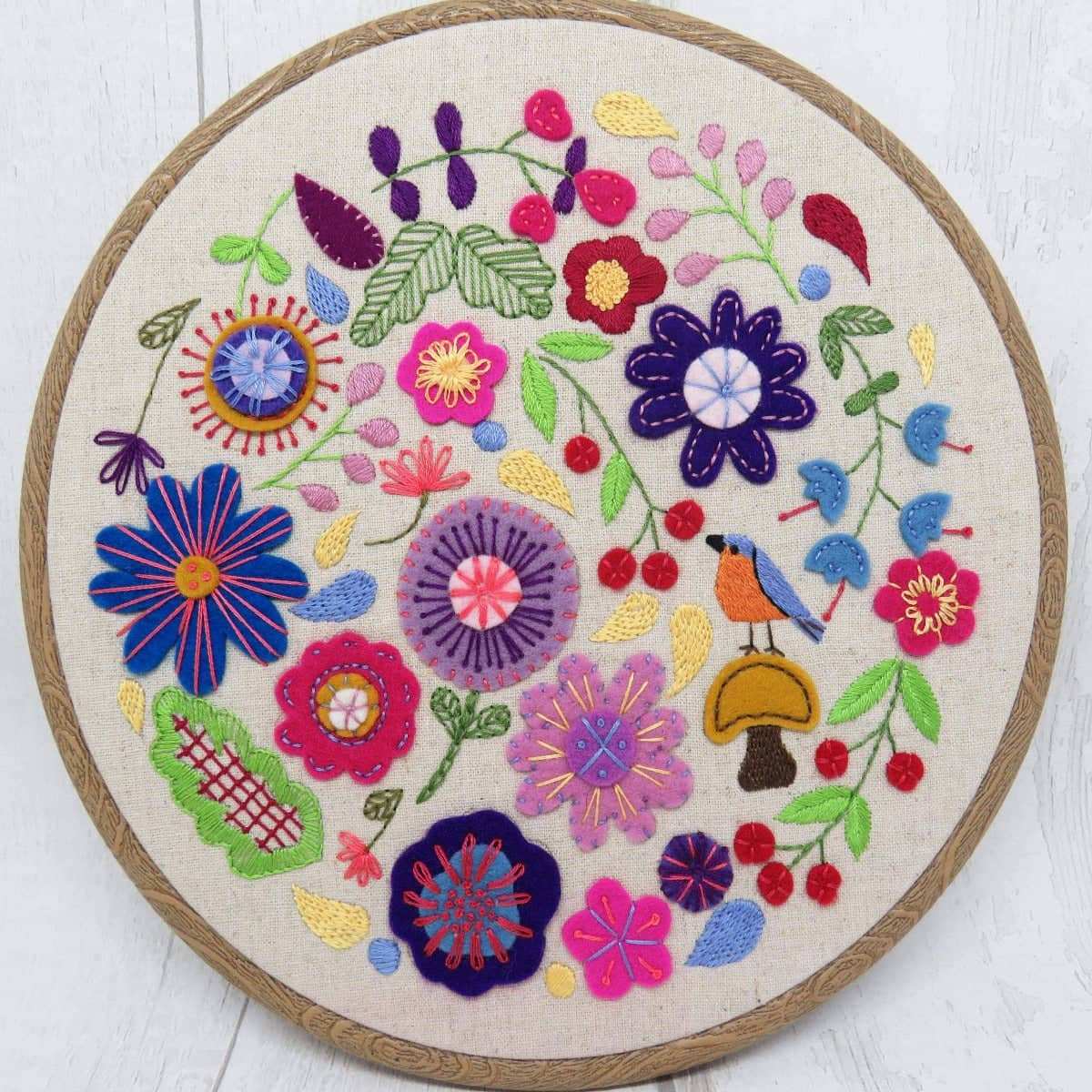 Enchanted Garden, Pre Printed Fabric Panel PLUS PDF Pattern , Pre Printed Fabric Pattern , StitchDoodles , embroidery hoop kit, embroidery kits for adults, embroidery kits for beginners, flower embroidery, hand embroidery, hand embroidery fabric, modern embroidery kits, unique embroidery kits , StitchDoodles , shop.stitchdoodles.com