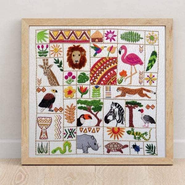 Escape to Africa SAL Hand Embroidery Kit , Embroidery Kit , StitchDoodles , Embroidery, embroidery hoop, embroidery hoop kit, Embroidery Kit, embroidery kit for adults, embroidery kit fro beginners, embroidery pattern, hand embroidery, hand embroidery fabric, hand embroidery kit, hand embroidery seat frame, modern embroidery kits, nurge embroidery hoop, nurge hoops, nurge seat stand, Printed Pattern, wildlife embroidery , StitchDoodles , shop.stitchdoodles.com