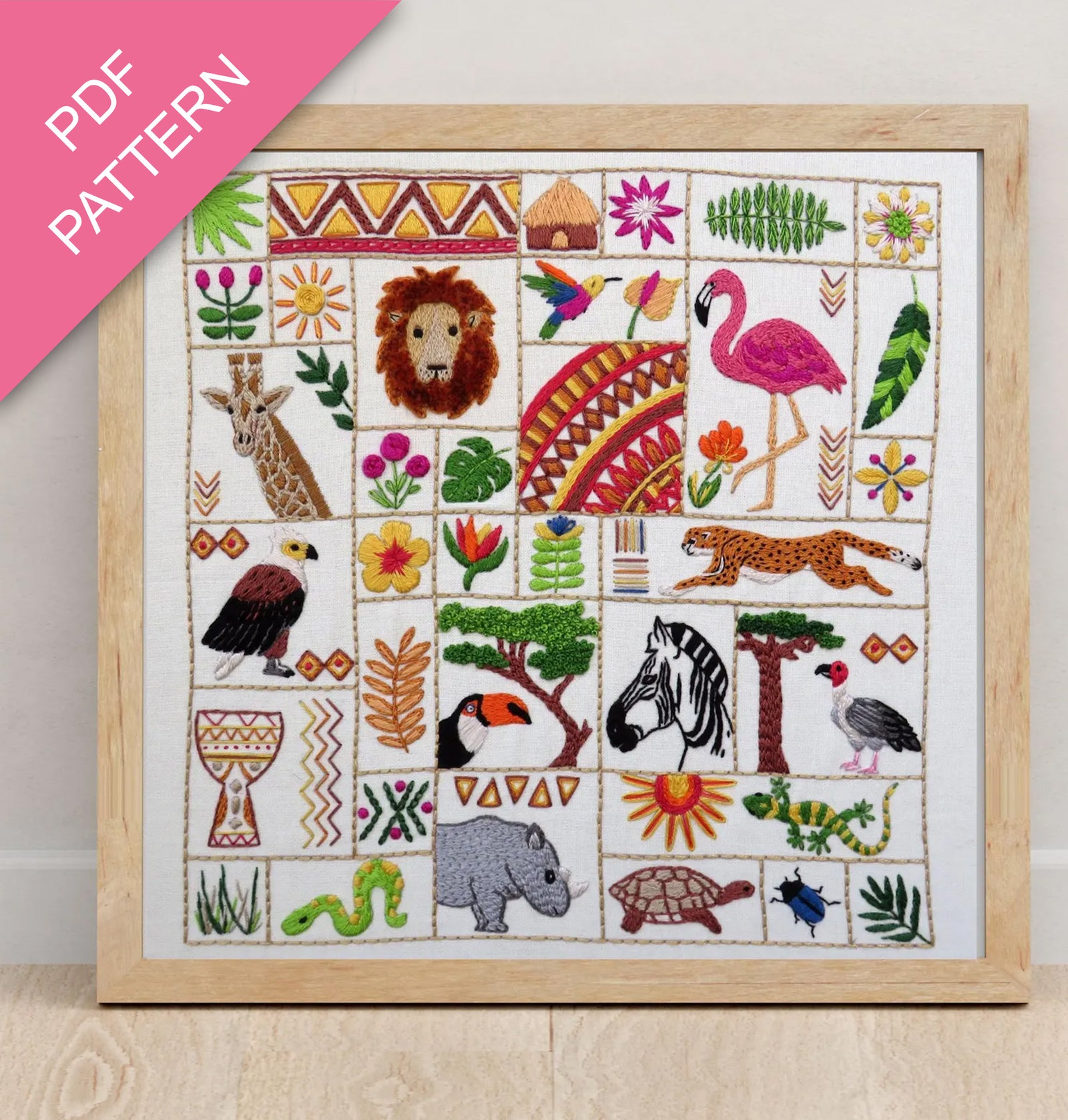 Escape to Africa Hand Embroidery PDF Pattern