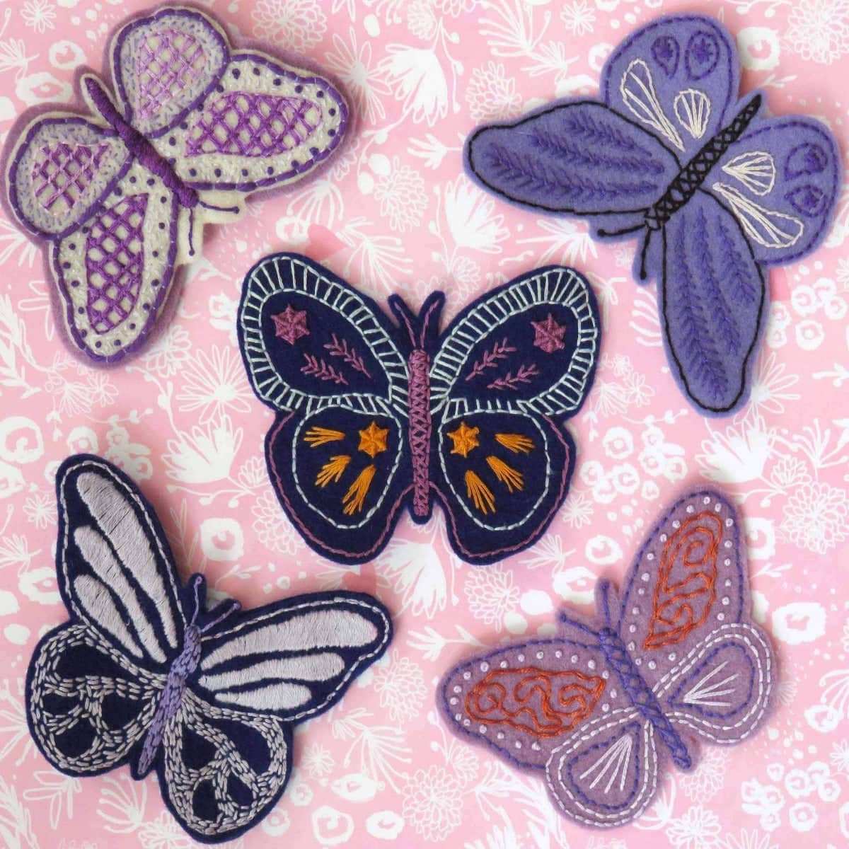 Felt Butterflies Hand Embroidery Pattern , PDF Download , StitchDoodles , embroidery hoop kit, embroidery kits for adults, embroidery kits for beginners, hand embroidery, modern embroidery kits, PDF pattern, unique embroidery kits , StitchDoodles , shop.stitchdoodles.com