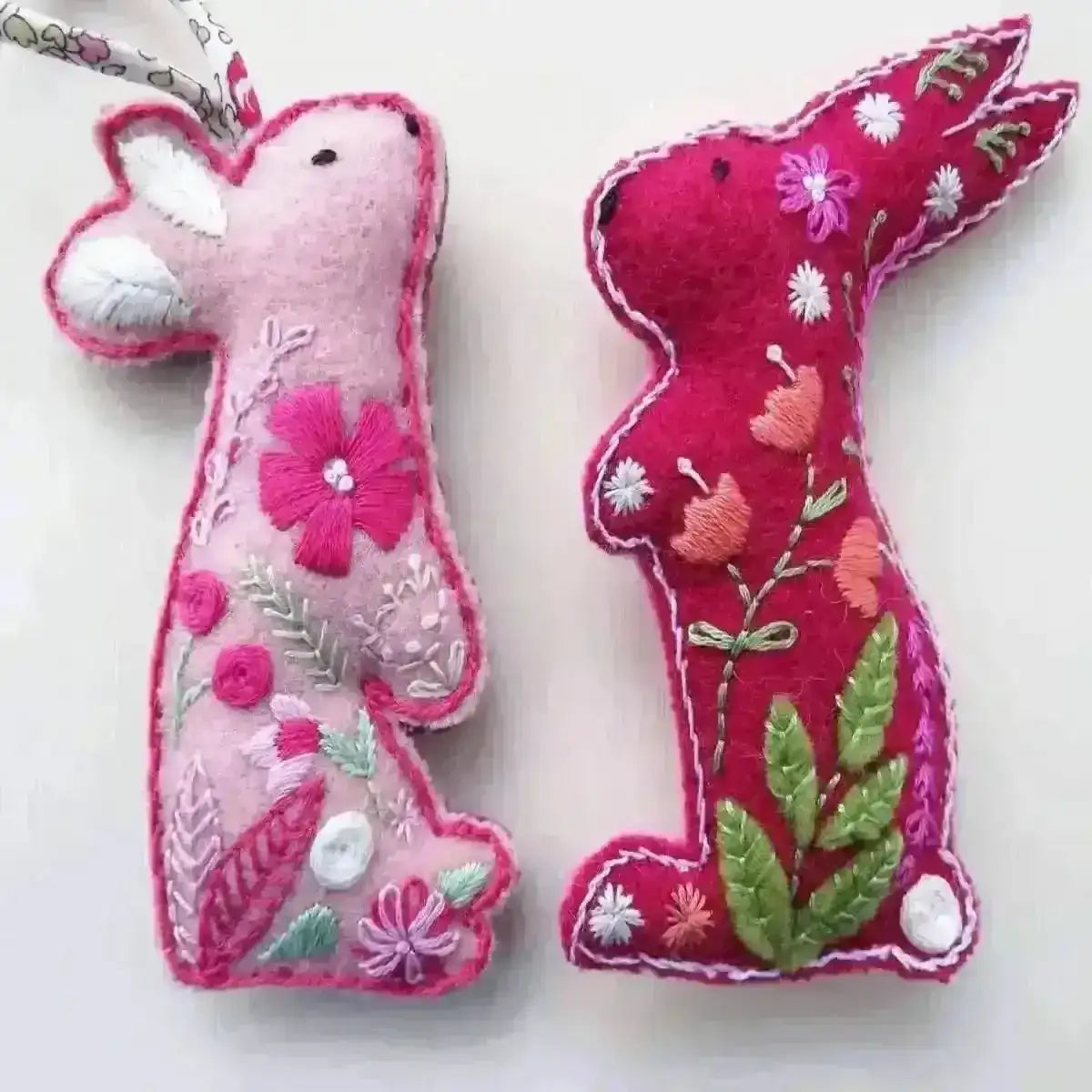 Floral Rabbit Decorations , PDF Download , StitchDoodles , embroidery hoop kit, embroidery kits for adults, embroidery kits for beginners, embroidery rabbits, hand embroidery, modern embroidery kits, PDF pattern, unique embroidery kits , StitchDoodles , shop.stitchdoodles.com