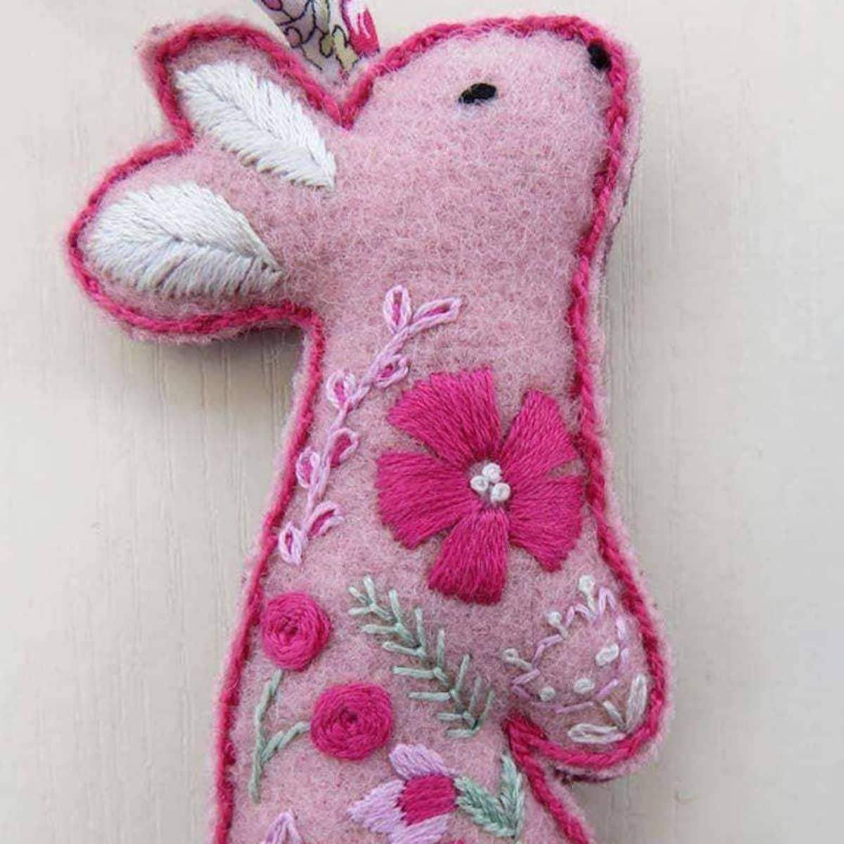 Floral Rabbit Decorations , PDF Download , StitchDoodles , embroidery hoop kit, embroidery kits for adults, embroidery kits for beginners, embroidery rabbits, hand embroidery, modern embroidery kits, PDF pattern, unique embroidery kits , StitchDoodles , shop.stitchdoodles.com