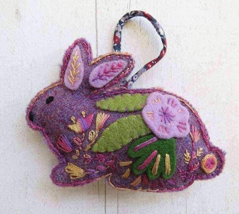Floral Rabbit Decorations , PDF Download , StitchDoodles , embroidery hoop kit, embroidery kits for adults, embroidery kits for beginners, embroidery rabbits, hand embroidery, modern embroidery kits, PDF pattern, unique embroidery kits , StitchDoodles , shop.stitchdoodles.com