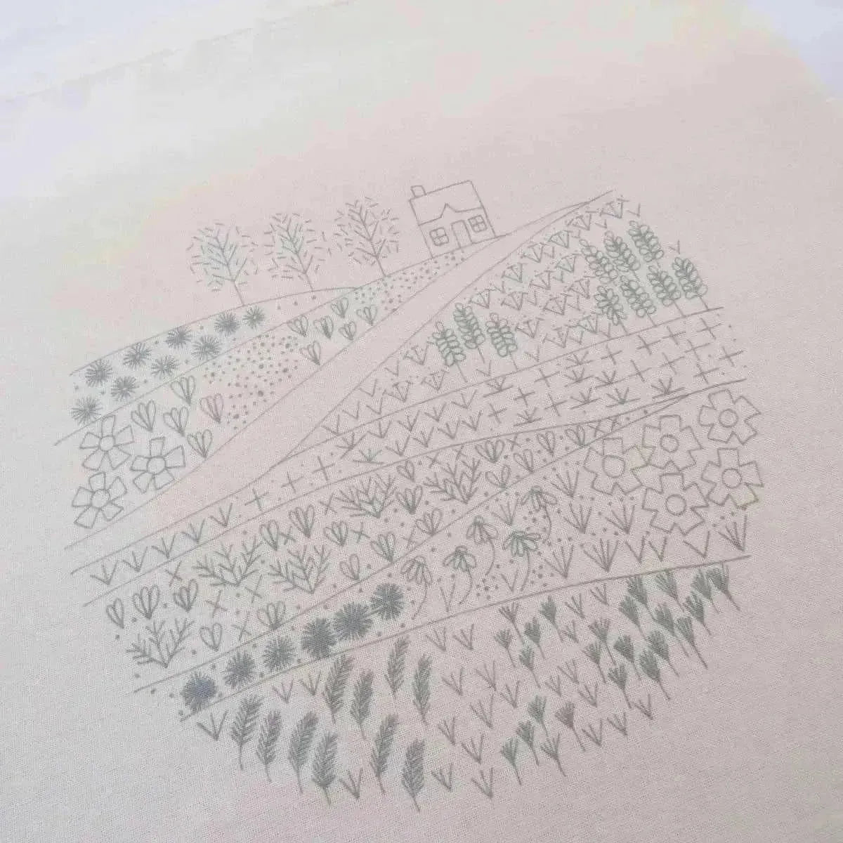 Flower Meadow Cottage, Pre Printed Embroidery Fabric Panel PLUS PDF Pattern , Pre Printed Fabric Pattern , StitchDoodles , embroidery hoop kit, embroidery kits for adults, embroidery kits for beginners, embroidery pattern, flower embroidery, hand embroidery, hand embroidery fabric, hand embroidery kit, hand embroidery pattern, modern embroidery kits, nurge embroidery hoop, PDF pattern, unique embroidery kits, wildlife embroidery , StitchDoodles , shop.stitchdoodles.com