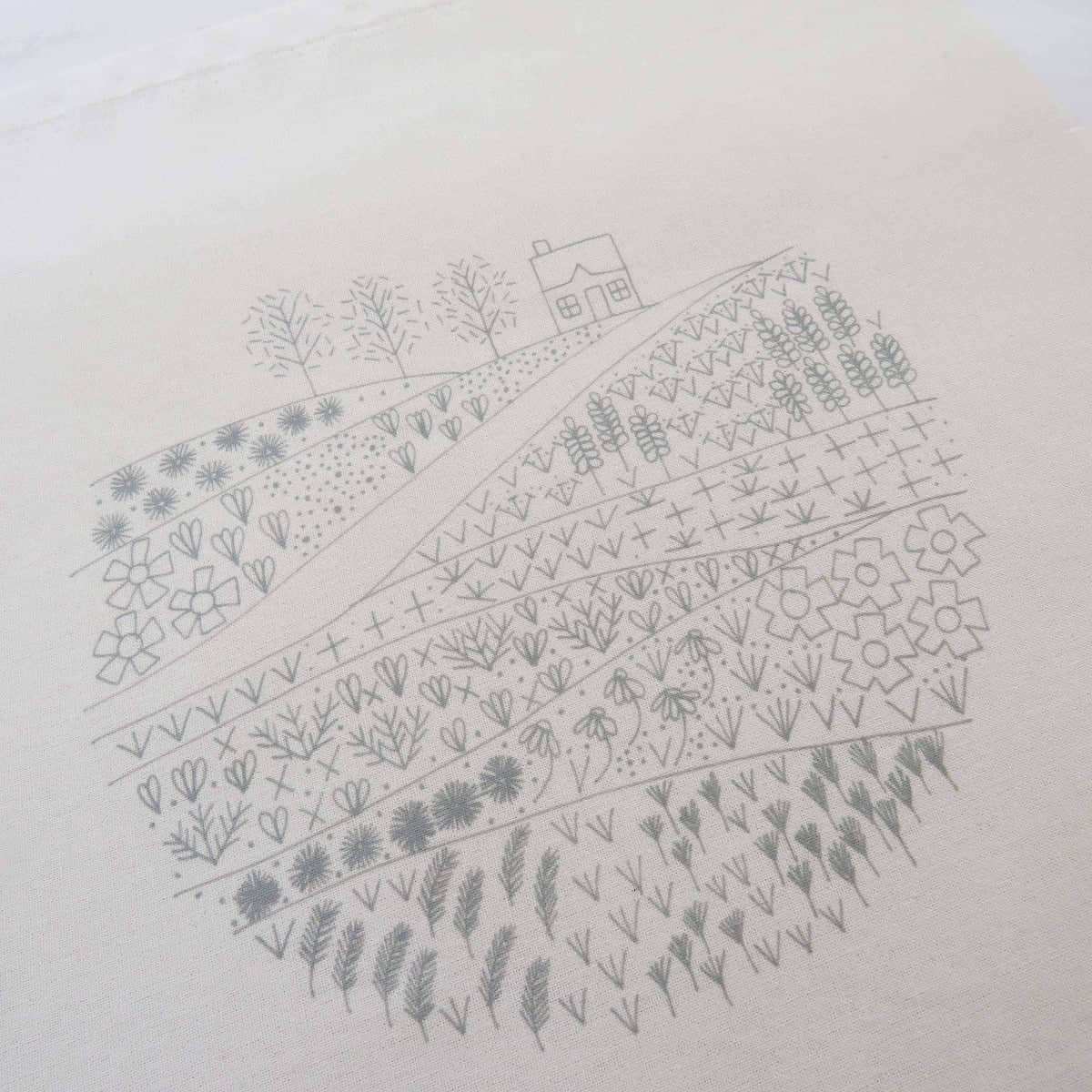 Meadow, Summer Meadow Flowers, Linen 100%, Eco-print, Printed