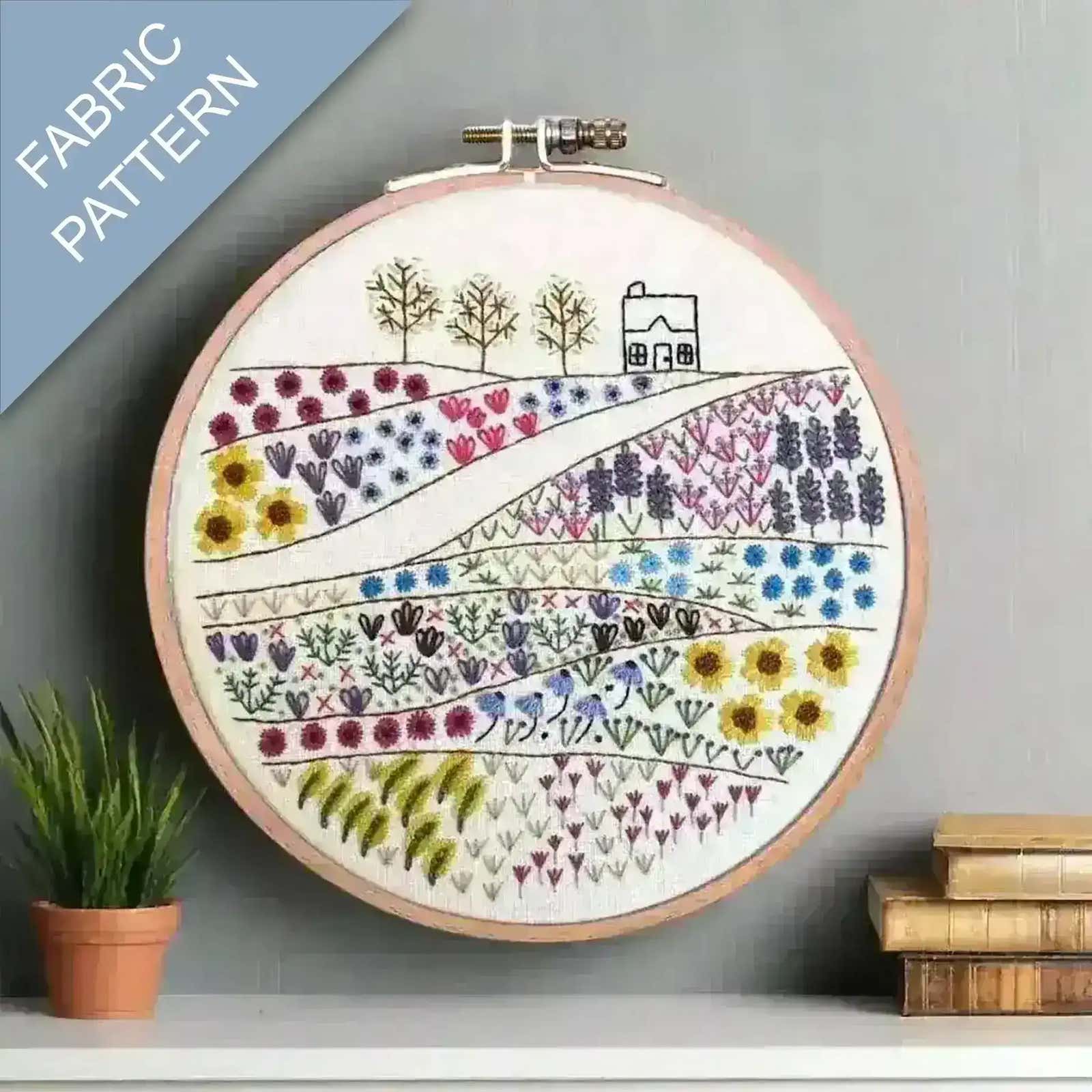 flower meadow embroidery pattern