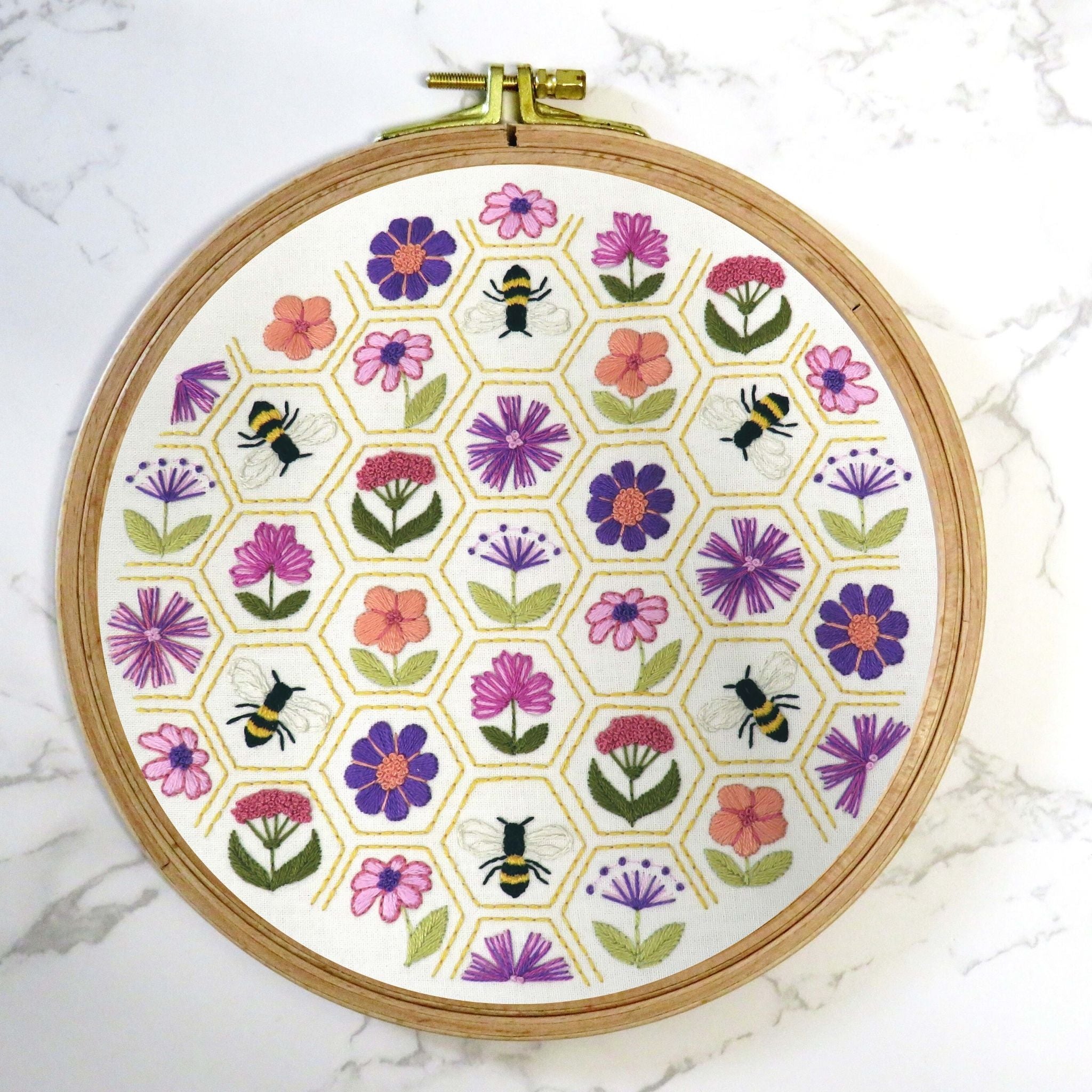 Flower Hive Hand Embroidery Pattern