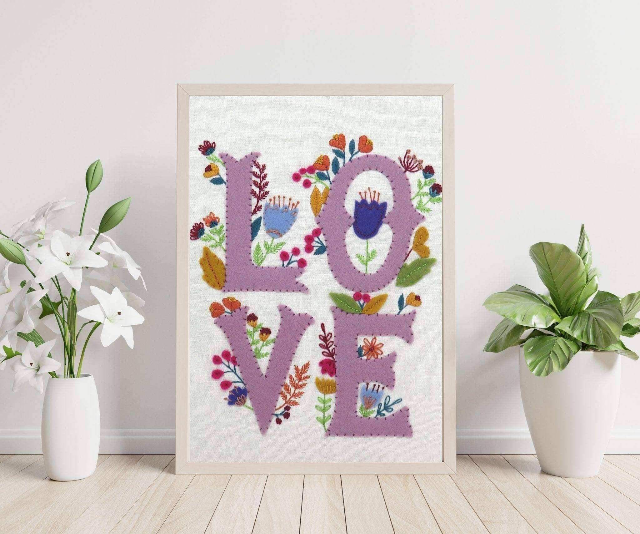 Folk Floral 'LOVE' Pattern , PDF Download , StitchDoodles , embroidery hoop kit, embroidery kits for adults, embroidery kits for beginners, hand embroidery, modern embroidery kits, PDF pattern, unique embroidery kits , StitchDoodles , shop.stitchdoodles.com