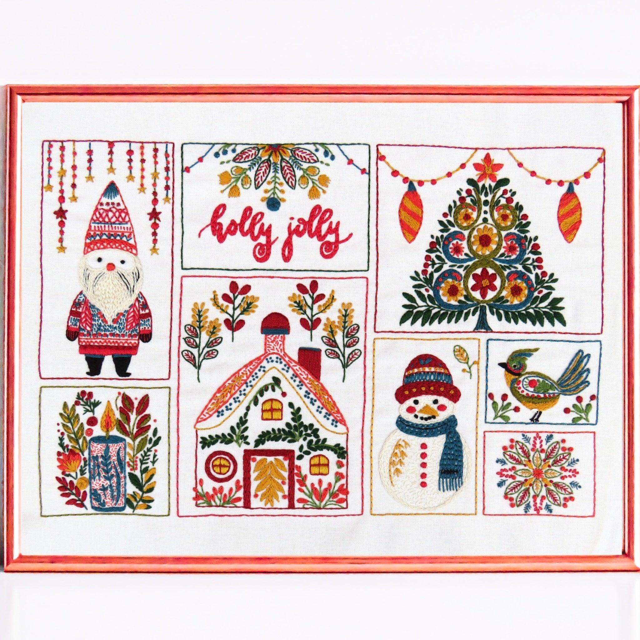 Christmas Folk Printed Fabric Panel