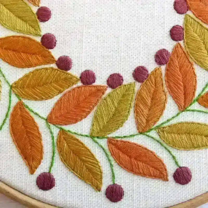Golden Leaves Hand Embroidery Pattern , PDF Download , StitchDoodles , embroidery hoop kit, embroidery kits for adults, embroidery kits for beginners, hand embroidery, modern embroidery kits, PDF pattern, unique embroidery kits , StitchDoodles , shop.stitchdoodles.com