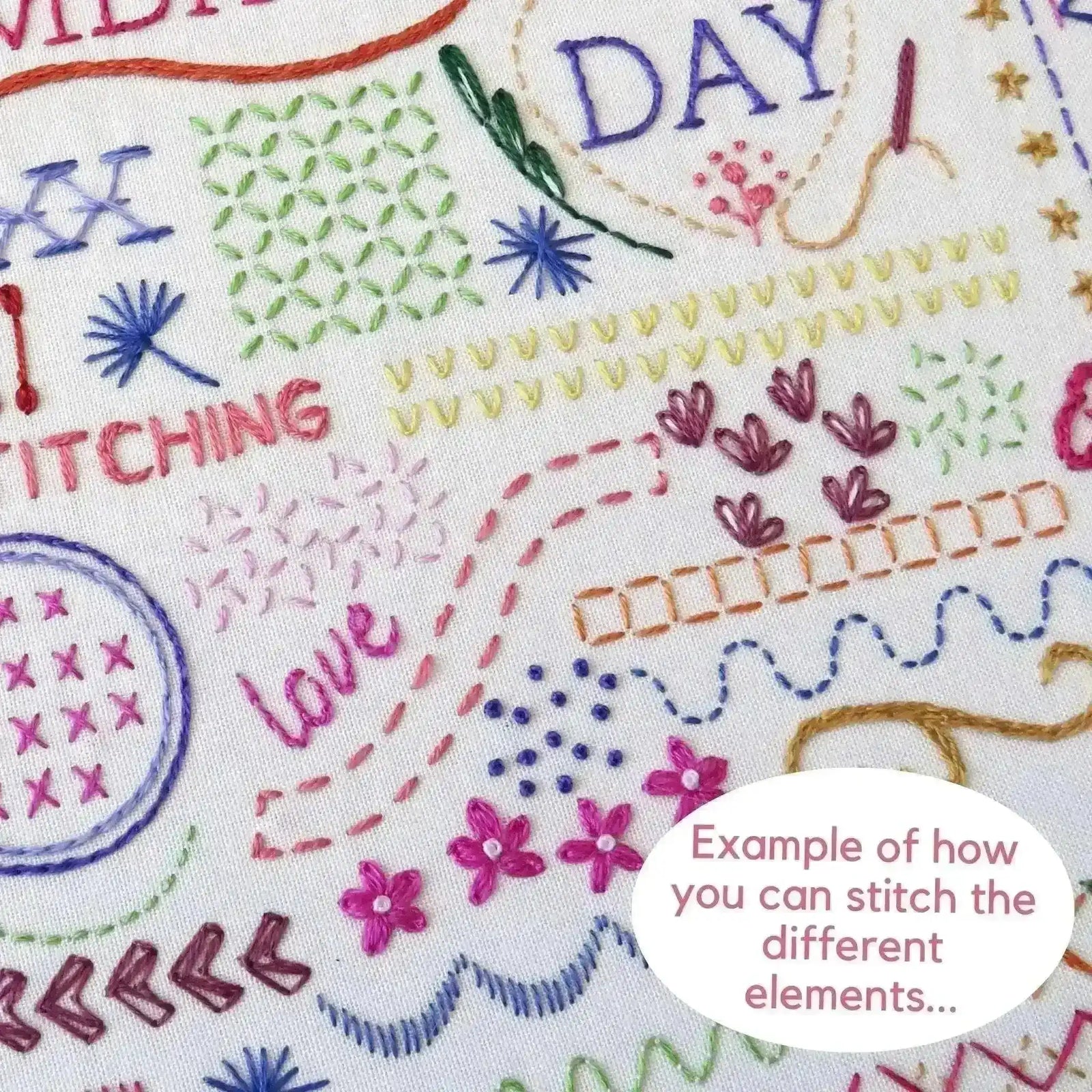 Happy Stitching Pre Printed Fabric , Pre Printed Fabric Pattern , StitchDoodles , doodle embroidery, embroidery hoop kit, Embroidery Kit, embroidery kit for adults, embroidery kit fro beginners, embroidery pattern, flower embroidery, hand embroidery, hand embroidery kit, hand embroidery pattern, modern embroidery kits, month embroidery, PDF pattern, year embroidery, Year of Stitches , StitchDoodles , shop.stitchdoodles.com