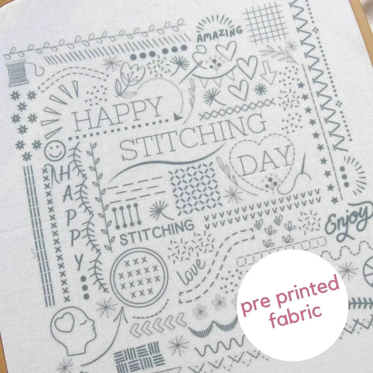 Happy Stitching Pattern Happy Stitching vorbedruckter Stoff – StitchDoodles