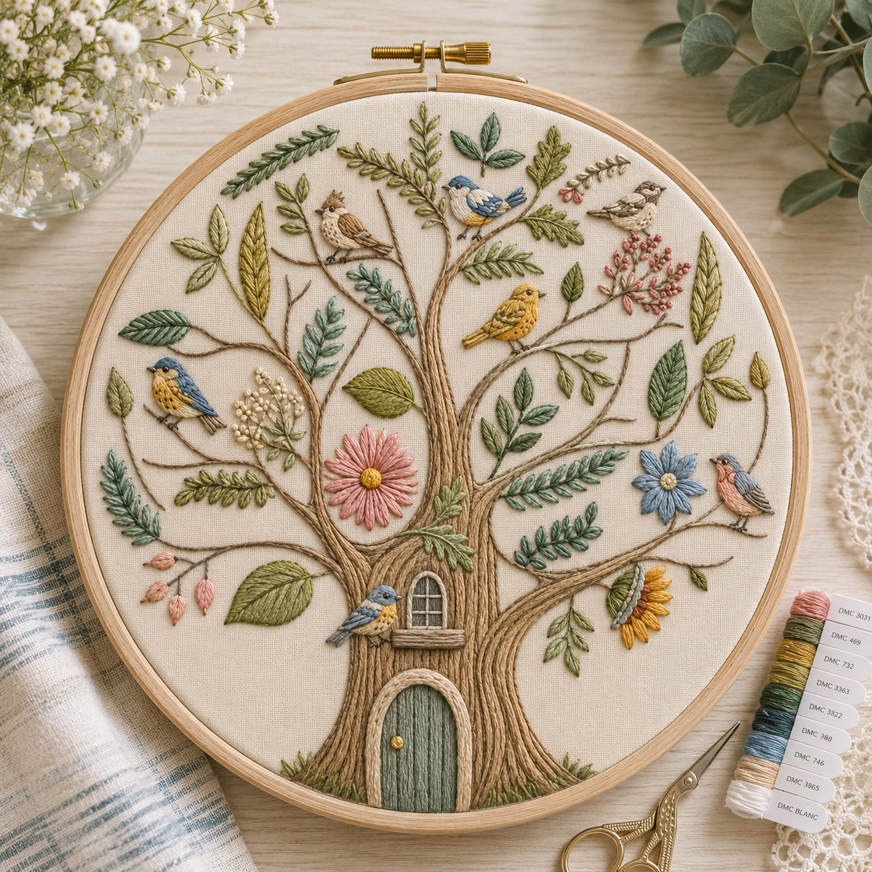 Home Tweet Home Hand Embroidery PDF Template