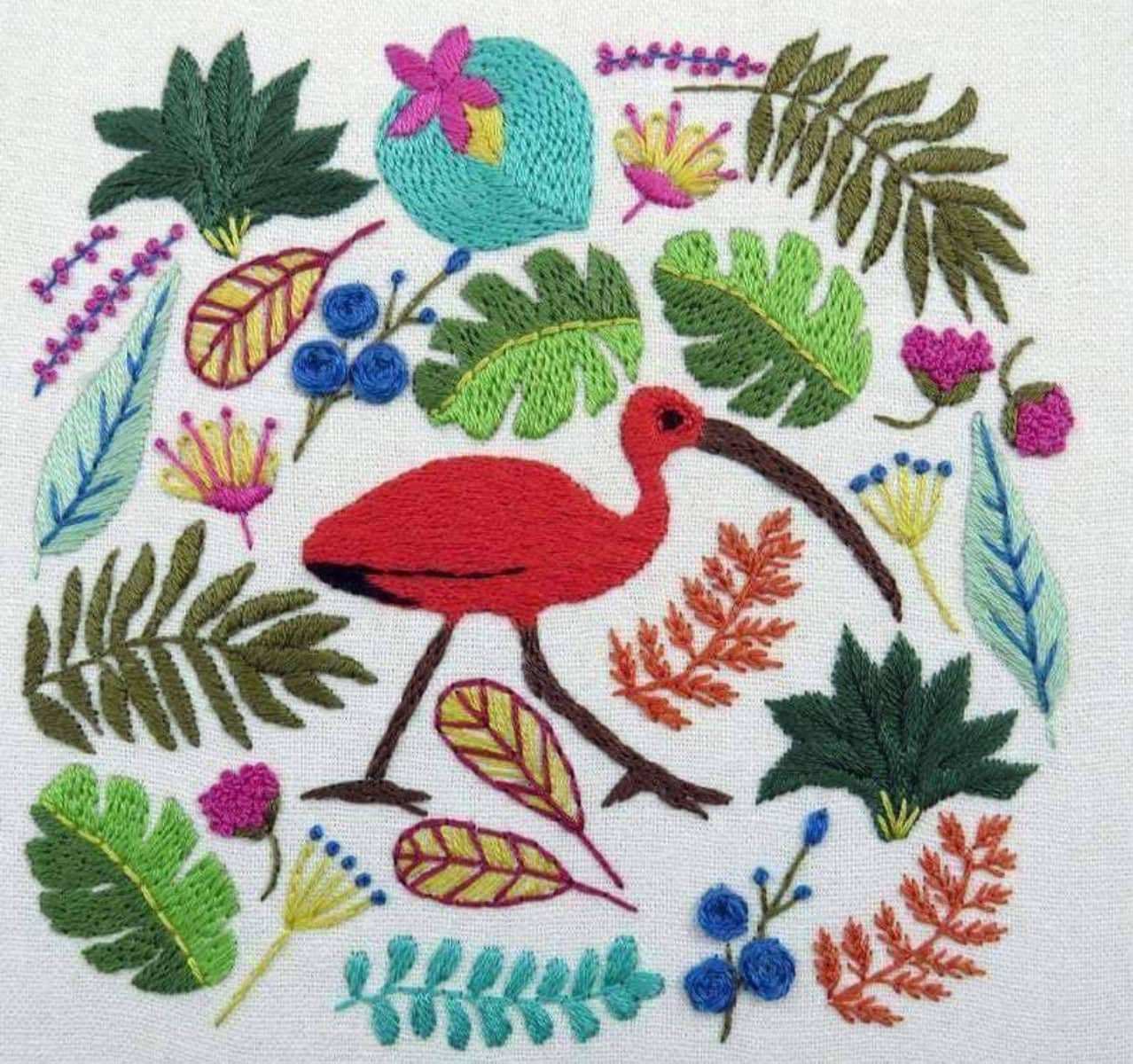 Ibis Tropical Bird Hand Embroidery Pattern , PDF Download , StitchDoodles , bird embroidery, embroidery hoop kit, embroidery kits for beginners, flower embroidery, hand embroidery, PDF pattern, unique embroidery kits , StitchDoodles , shop.stitchdoodles.com