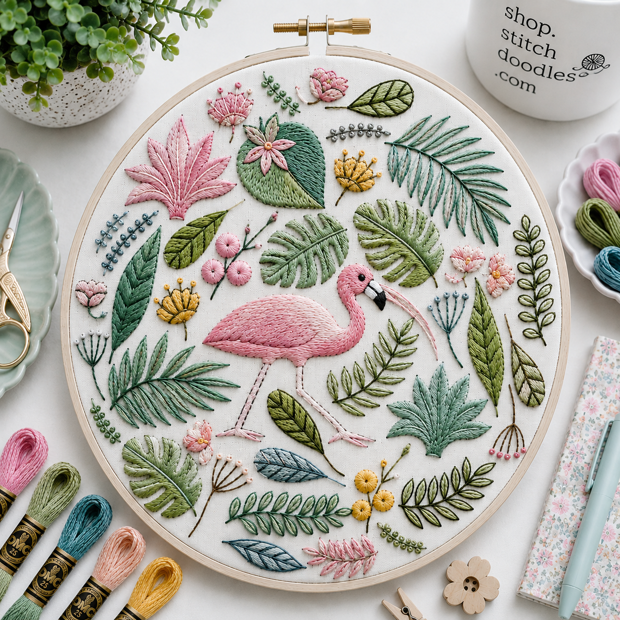 ibis bird hand embroidery pattern