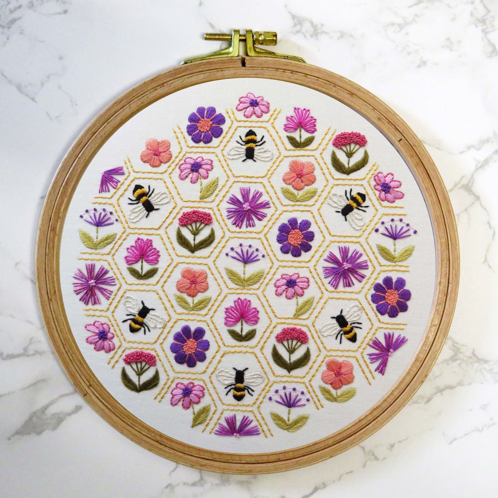 Flower Hive Hand Embroidery Pattern