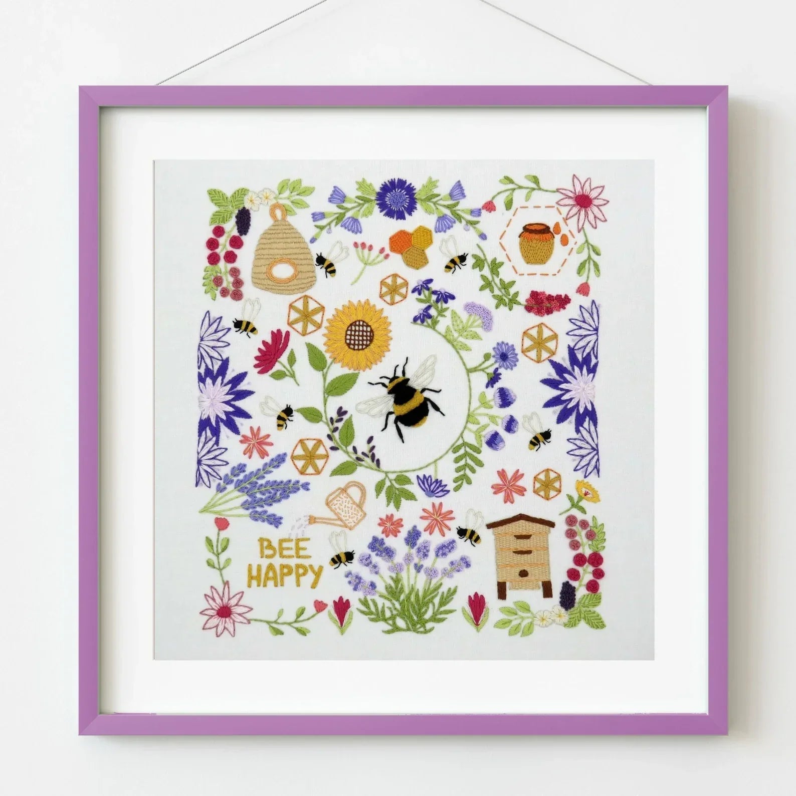 Bees and Blossoms Pre Printed Fabric Panel