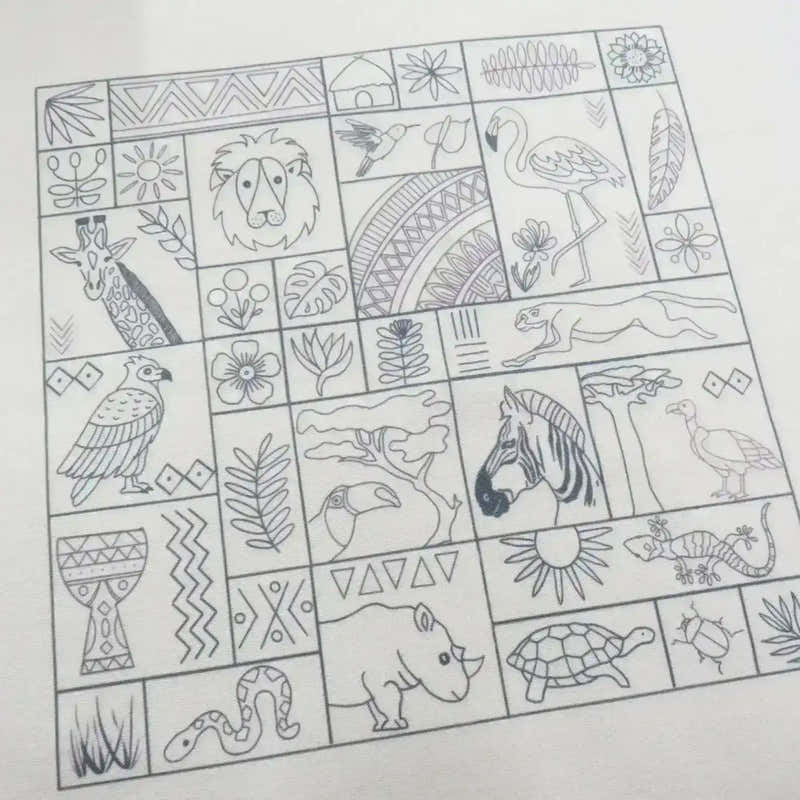 Escape to Africa SAL Pre Printed Embroidery Fabric