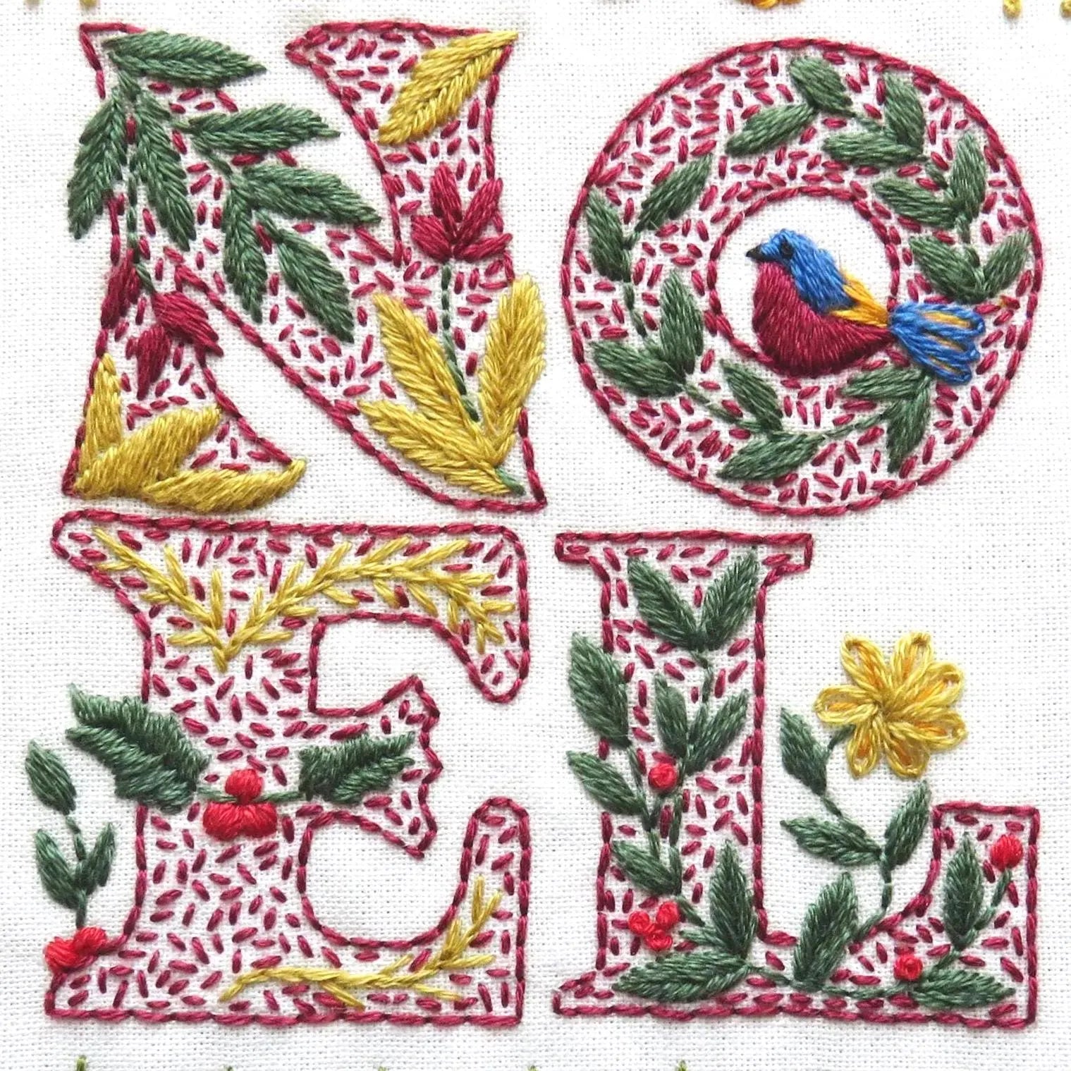 Jolly Christmas Hand Embroidery Kit, Pre Printed Fabric a Festive Beginner Stitch A long Holiday Gift