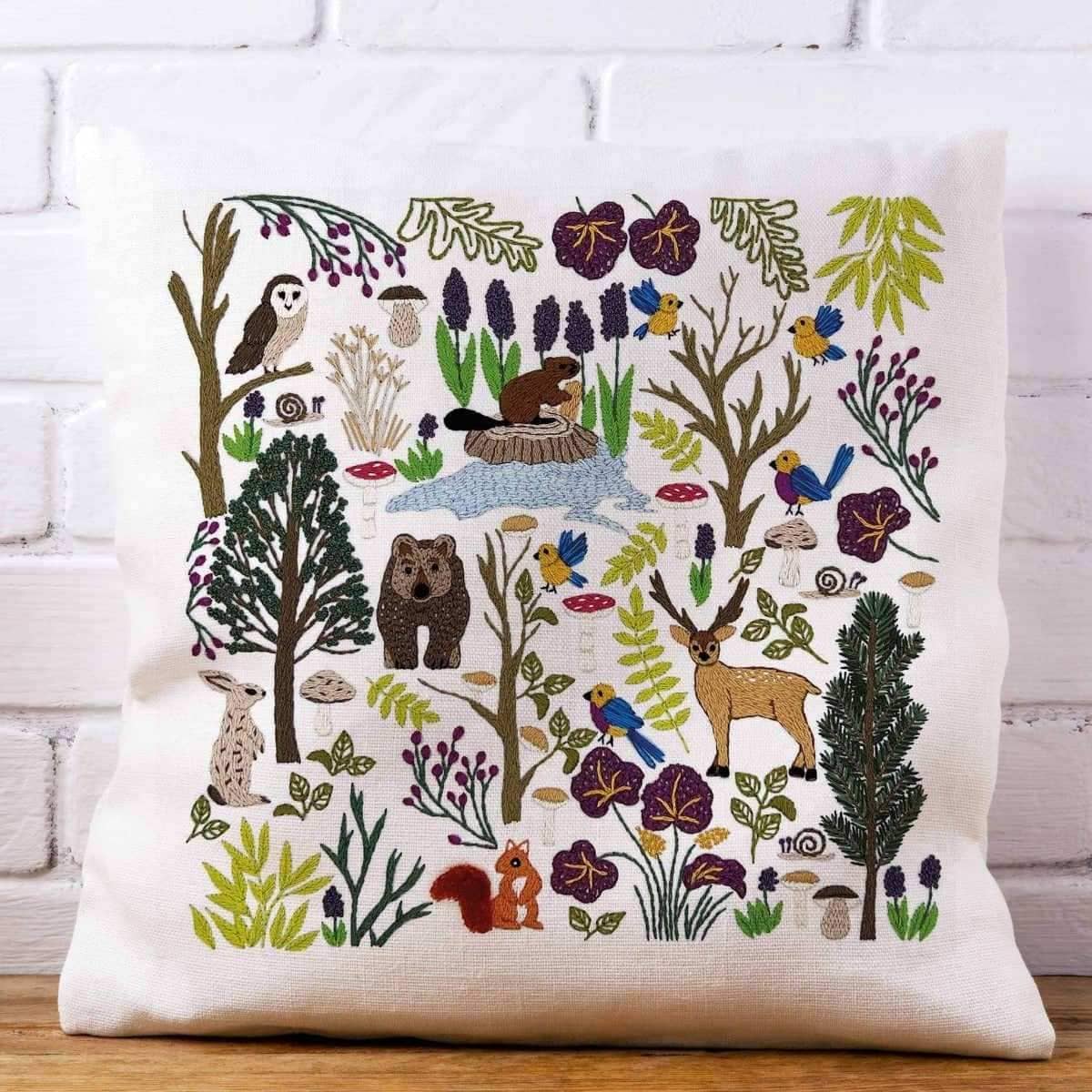 Into the Forest Hand Embroidery Kit, Embroidery Kit, StitchDoodles, A Walk in the Woods - stitchdoodles, bird embroidery, creative, Embroidery, embroidery hoop, Embroidery Kit, embroidery pattern, forest embroidery, hand embroidery, hand embroidery fabric, hand embroidery kit, hand embroidery seat frame, nurge embroidery hoop, nurge square hoops, pattern, patterns, Printed Pattern, StitchDoodles, stitched, stitching, wildlife embroidery, StitchDoodles, shop.stitchdoodles.com