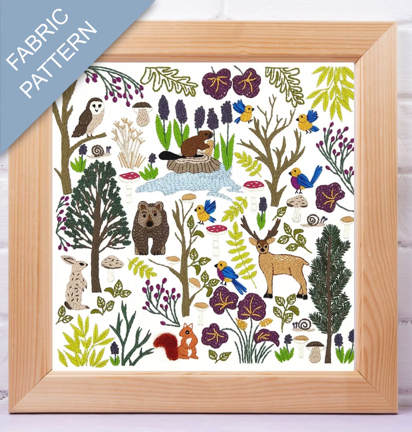 Into the Forest Embroidery Fabric Panel