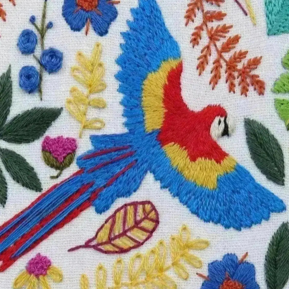 Macaw Parrot Tropical Hand Embroidery Design , PDF Download , StitchDoodles , embroidery hoop kit, embroidery kit for adults, embroidery kit for beginers, embroidery kits for beginners, hand embroidery, PDF pattern , StitchDoodles , shop.stitchdoodles.com