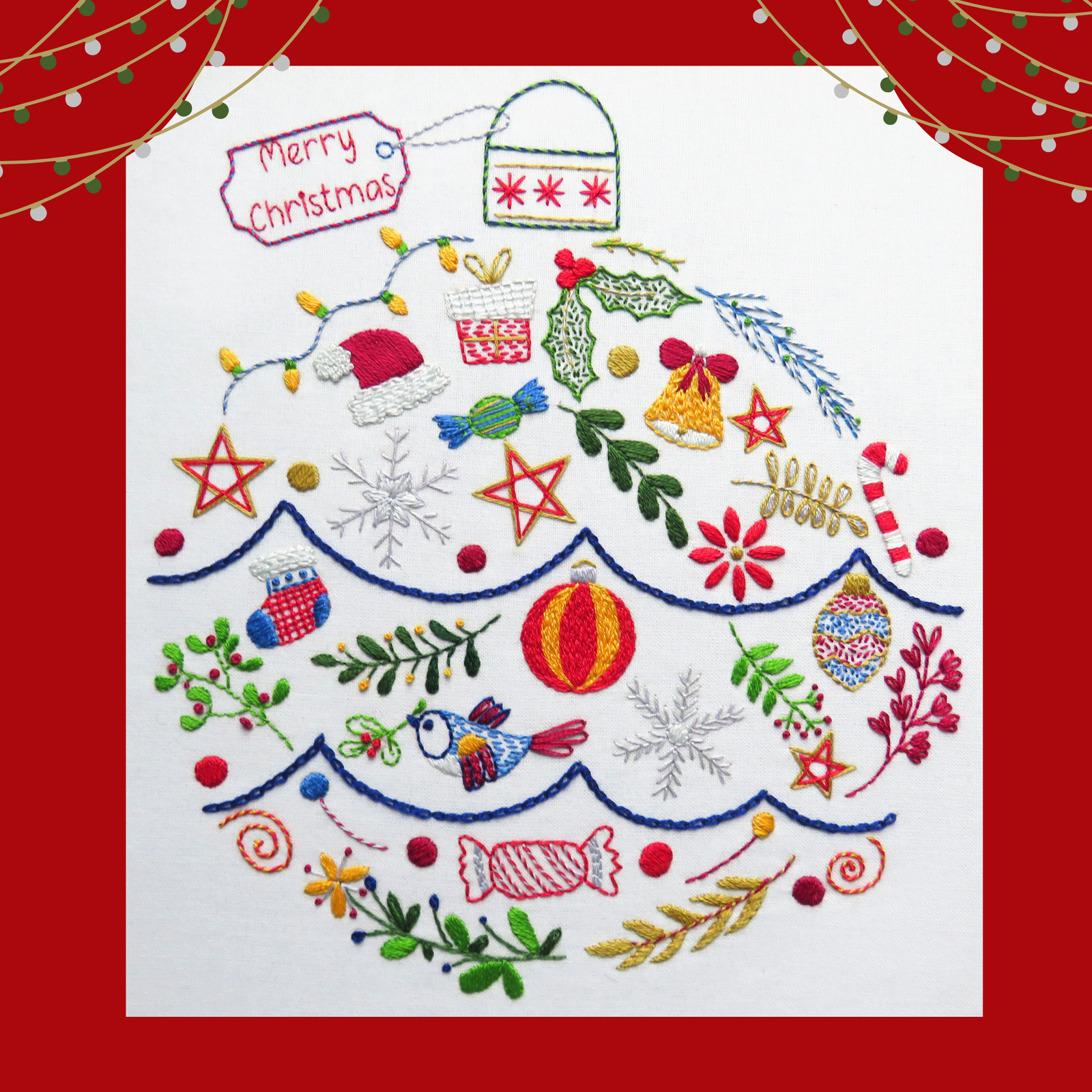 A Very Merry Bauble Printed Fabric Panel