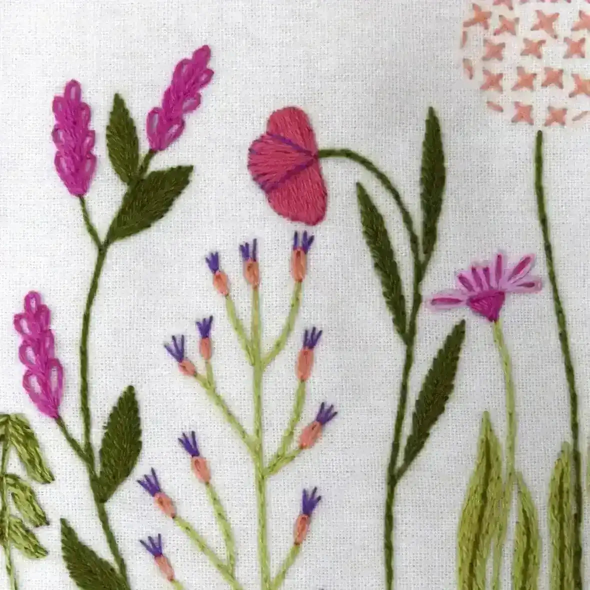 Meadow Flowers, Pre Printed Embroidery Fabric Panel PLUS PDF Pattern , Pre Printed Fabric Pattern , StitchDoodles , bird embroidery, Embroidery, embroidery hoop, embroidery hoop kit, embroidery kit for adults, embroidery kit for beginers, embroidery kits for beginners, embroidery pattern, garden embroidery, hand embroidery, hand embroidery fabric, hand embroidery kit, hand embroidery seat frame, nurge embroidery hoop, PDF pattern, Printed Pattern , StitchDoodles , shop.stitchdoodles.com