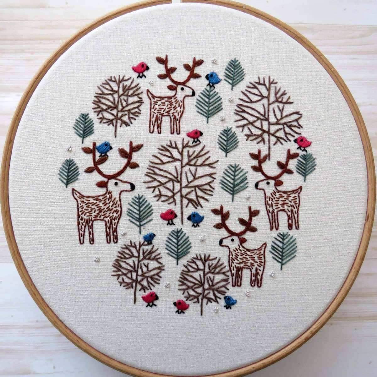 Merry Moose Christmas Hand Embroidery Pattern , PDF Download , StitchDoodles , christmas, embroidery hoop kit, embroidery kit for adults, embroidery kit for beginers, embroidery kits for beginners, embroidery pattern, hand embroidery, PDF pattern , StitchDoodles , shop.stitchdoodles.com