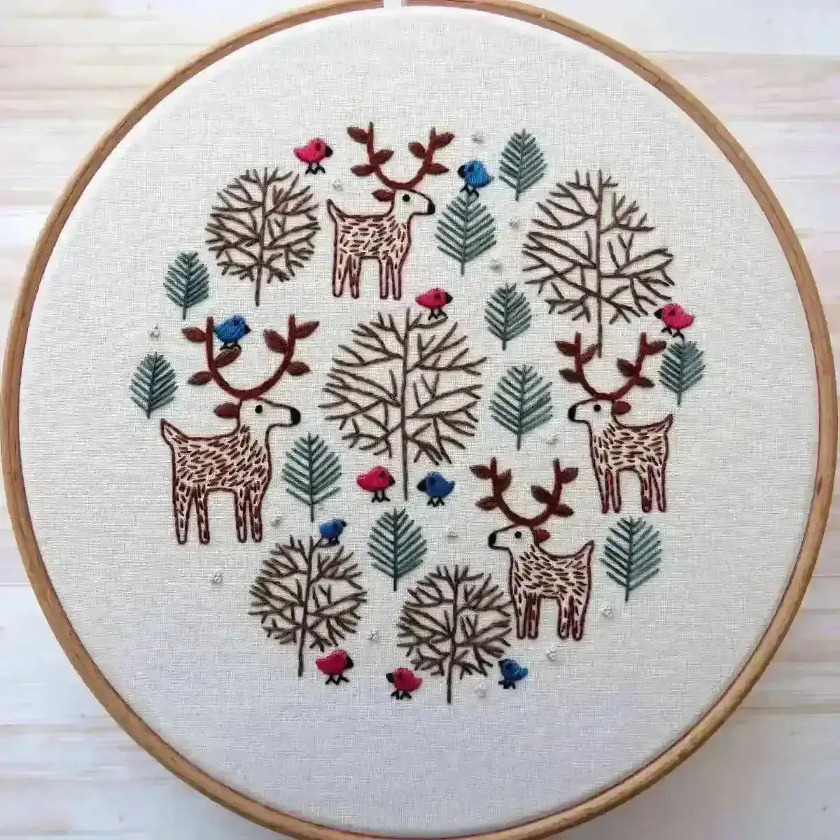 Merry Moose, Christmas Pre Printed Embroidery Fabric Panel PLUS PDF Pattern , Pre Printed Fabric Pattern , StitchDoodles , christmas, Embroidery, embroidery hoop kit, embroidery kit for adults, embroidery kit for beginers, embroidery kits for beginners, hand embroidery, hand embroidery fabric, hand embroidery kit, hand stitching , StitchDoodles , shop.stitchdoodles.com