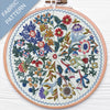 Embroidery hoop with floral pattern on fabric