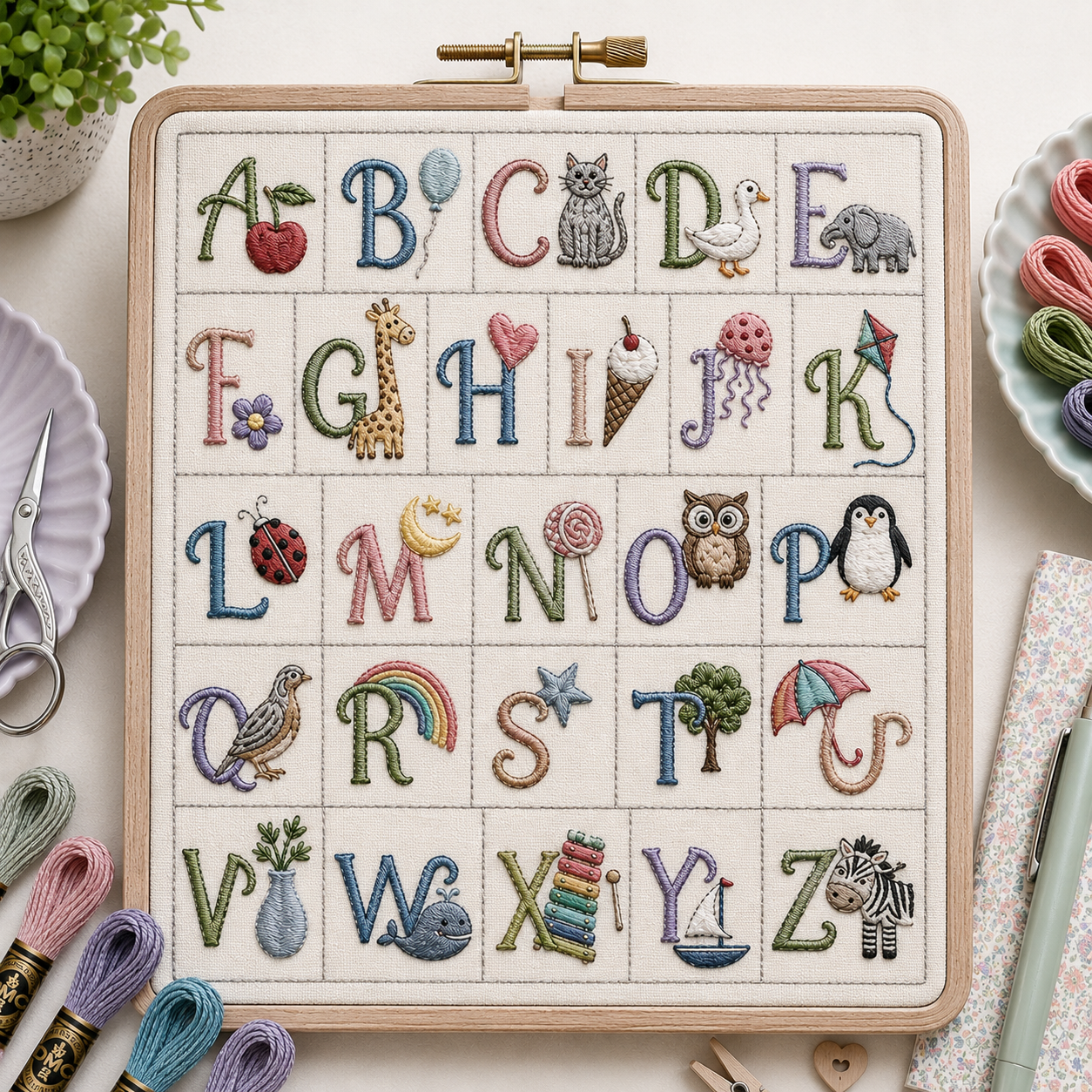 nursery hand embroidery letters