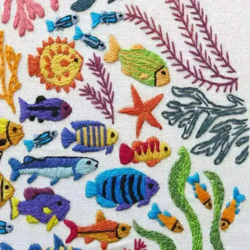 Ocean Wonders, Hand Embroidery Kit , Embroidery Kit , StitchDoodles , Embroidery, embroidery hoop kit, Embroidery Kit, embroidery kit for adults, embroidery kit for beginers, hand embroidery, hand embroidery kit, hand stitching, nurge square hoops, PDF pattern , StitchDoodles , shop.stitchdoodles.com