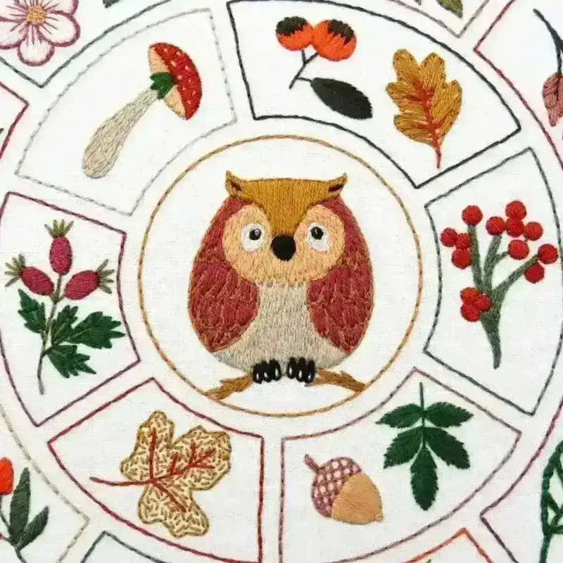 Owls Delight Pre Printed Embroidery Pattern Fabric , Pre Printed Fabric Pattern , StitchDoodles , beginner embroidery, creative, doodle embroidery, embroidery patern, embroidery sampler, hand embroidery , StitchDoodles , shop.stitchdoodles.com