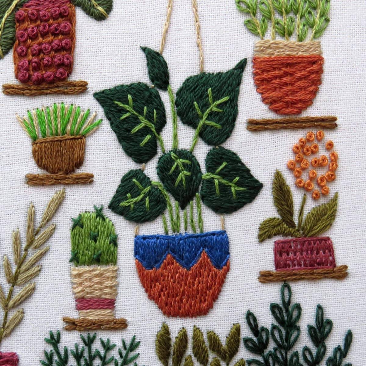 Embroidery Kit for Beginners Adults, Floral Plant Pattern,Cross