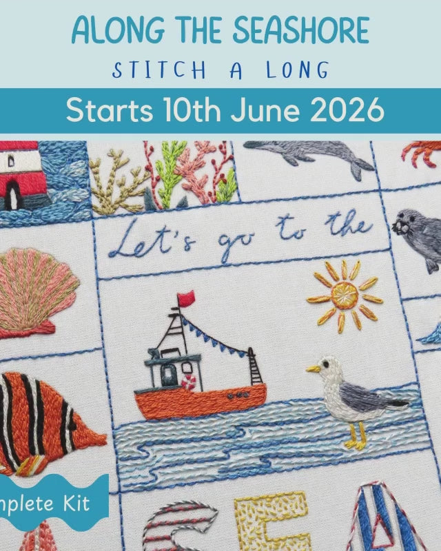 along the seashore hand embroidery pattern tutorial kit, pdf download