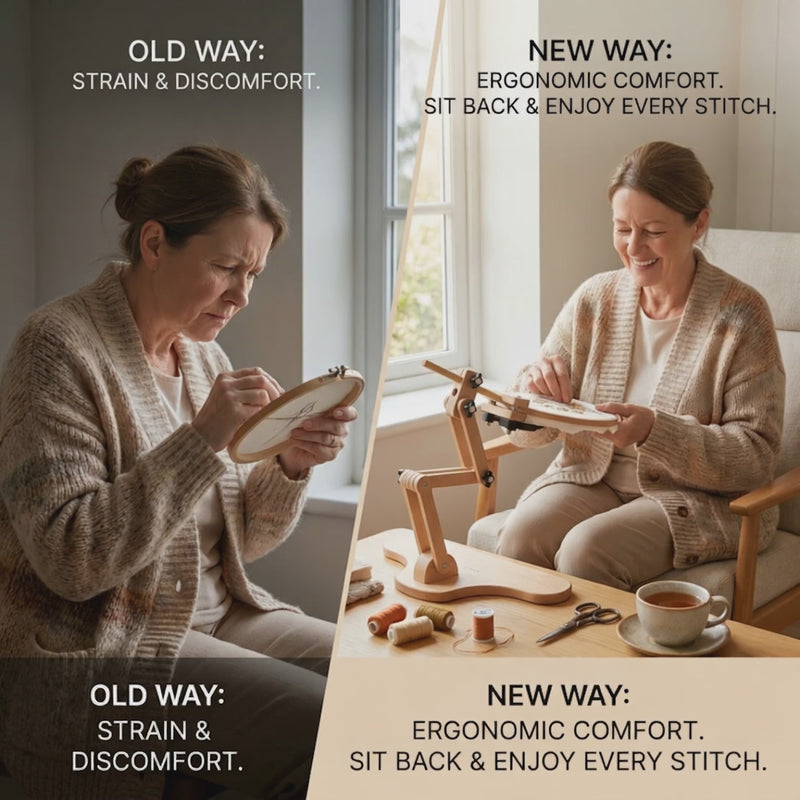 Nurge adjustable seat stand for hand embroidery patterns and kits needlework crochet