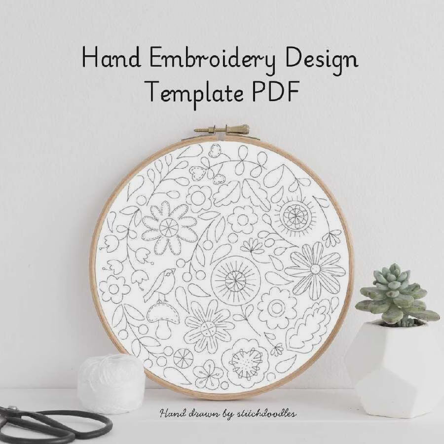Enchanted Garden Hand Embroidery PDF Template