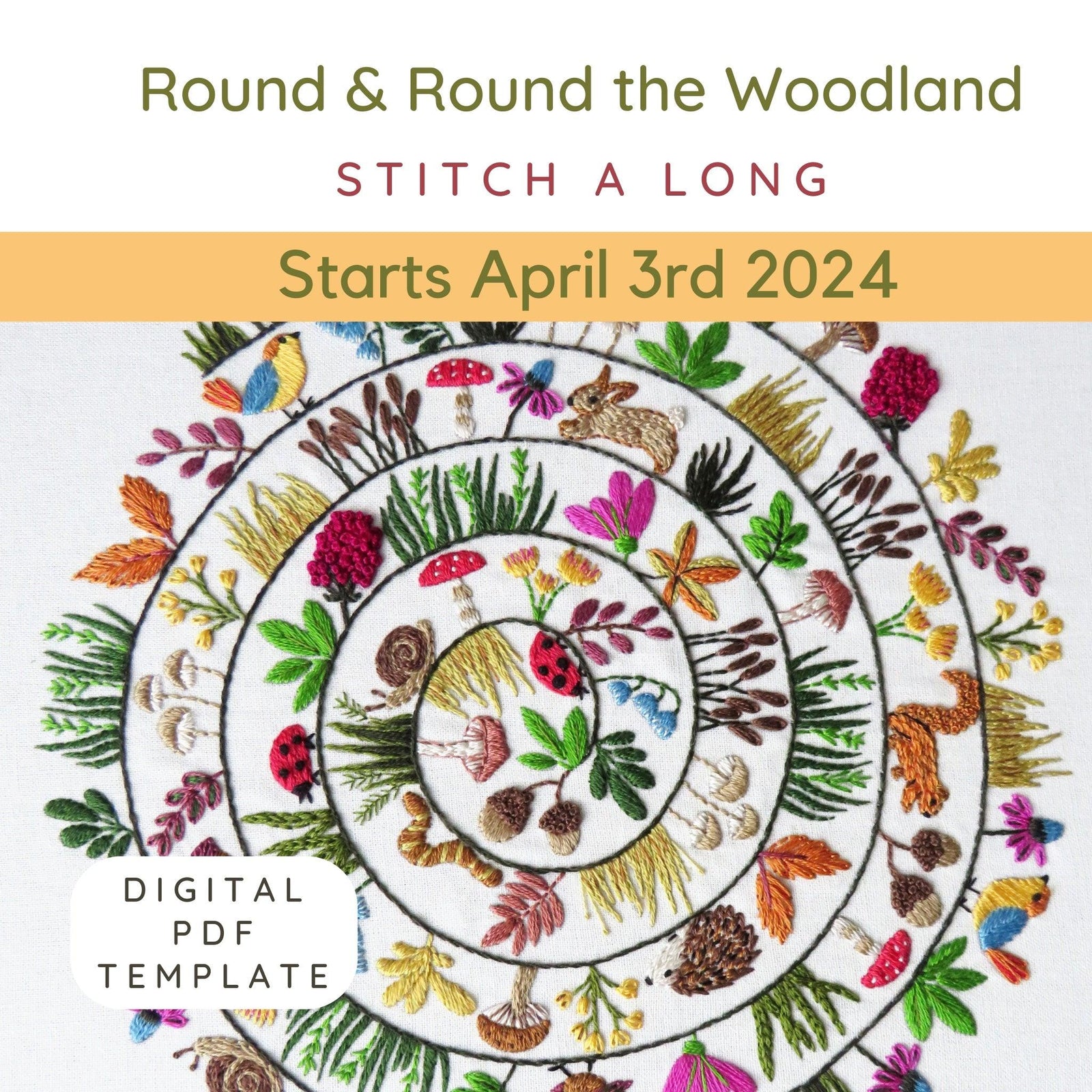 Round & Round the Woodland Stitch A Long PDF Template