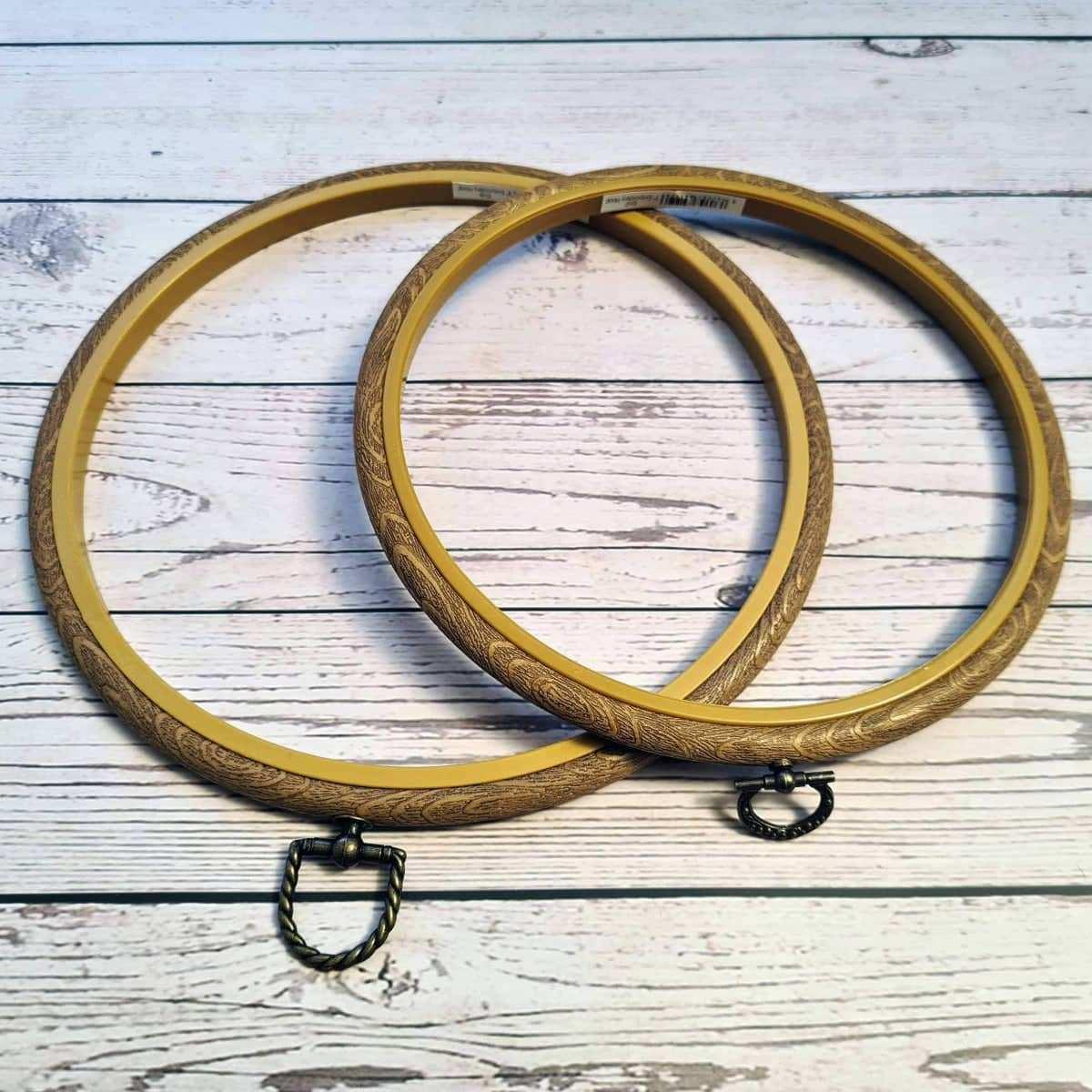 Round Flexi Embroidery Hoops, High Quality Wood Effect, Embroidery