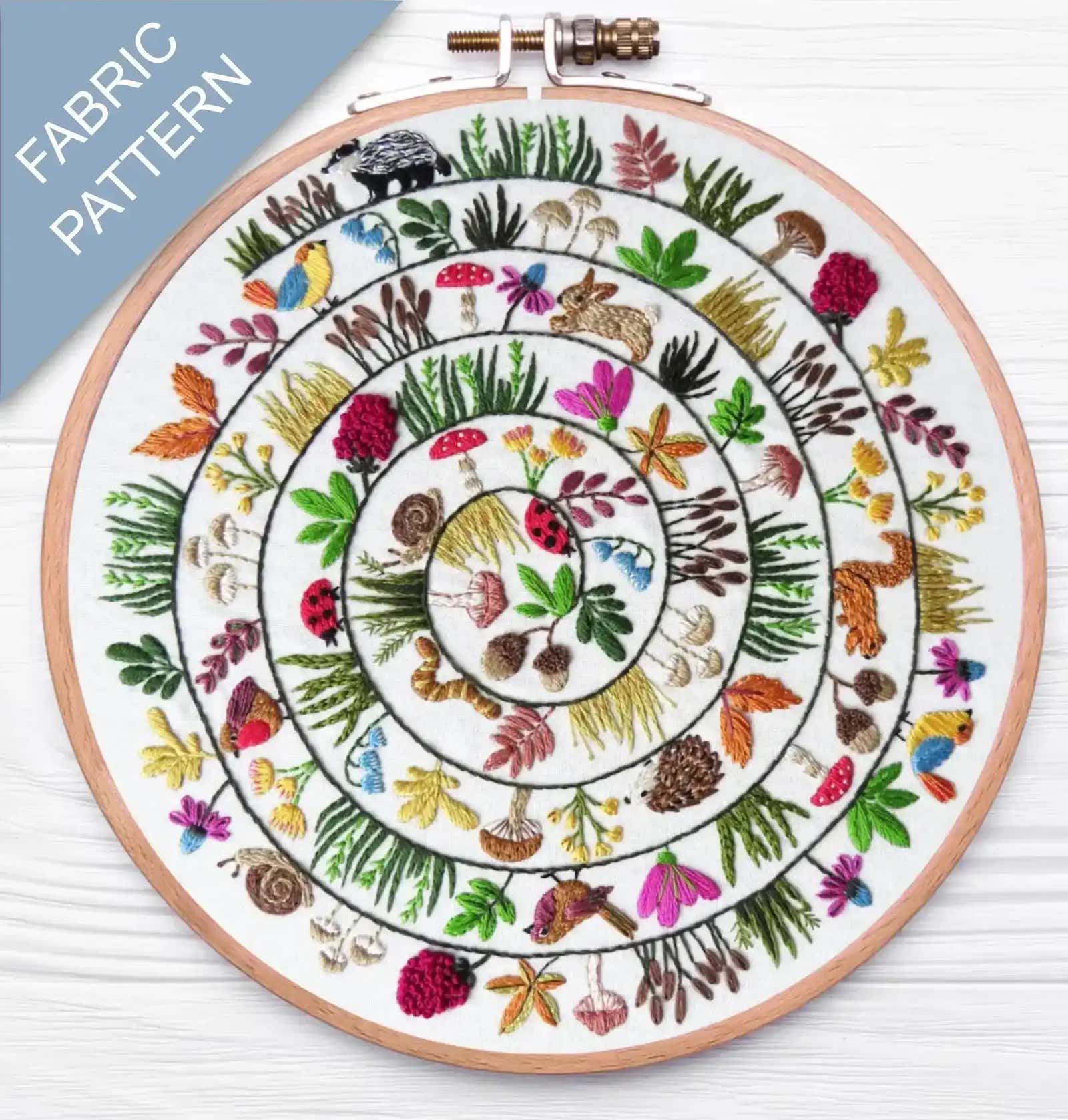 Round & Round the Woodland Pre Printed Fabric Panel