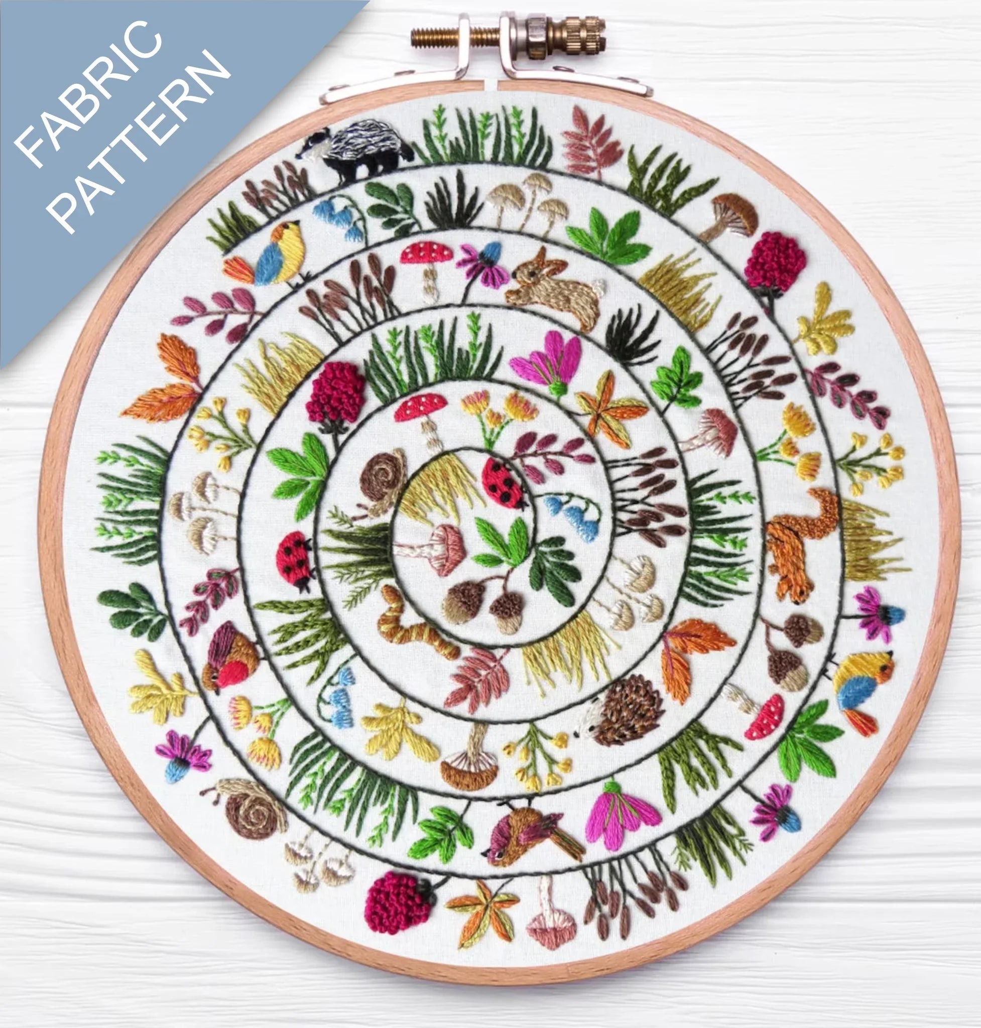 Round & Round the Woodland Pre Printed Fabric Panel