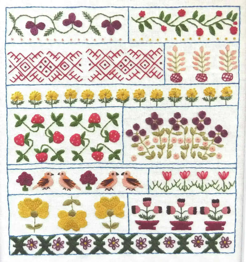 Spring Sampler, Pre Printed Embroidery Fabric Panel Pattern , Pre Printed Fabric Pattern , StitchDoodles , embroidery hoop kit, embroidery kit for adults, embroidery kit for beginers, hand embroidery, hand embroidery fabric, hand embroidery kit, PDF pattern , StitchDoodles , shop.stitchdoodles.com